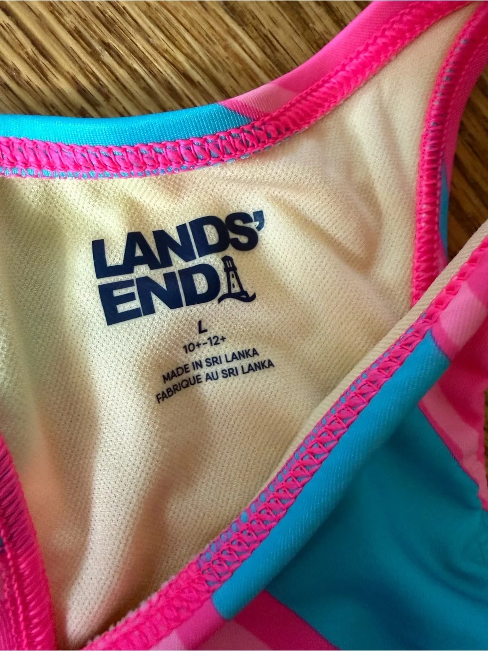 Lands' End Girls' Neon Pink & Blue Starfish Rashguard Swim Set
